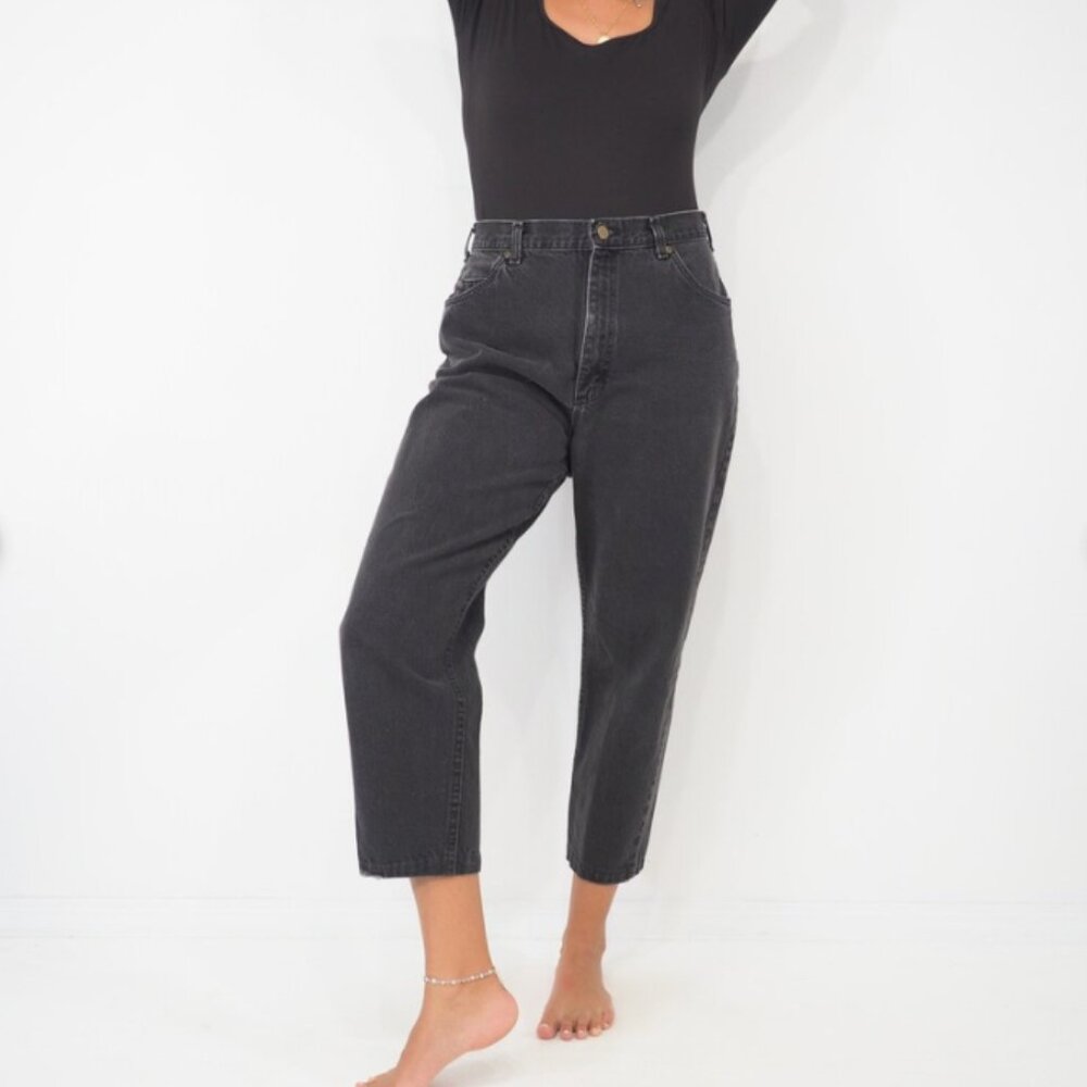 90s Vintage Black High-Waisted Lee Jeans - Est Size 8 / 29